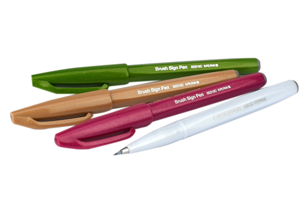 Pentel SES15C Caligraphy Brush Sign Pens (12pcs) - New Assorted #1526